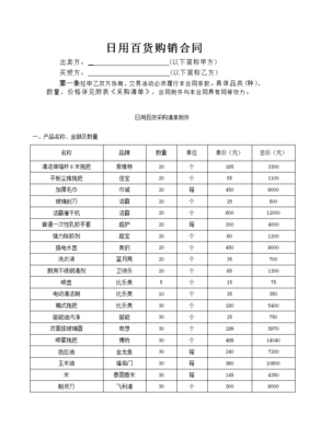 日用百貨購(gòu)銷合同（貨物進(jìn)出口）